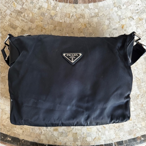 Vintage Prada Semitracolla Tessuto + Vitel Black Shoulder Bag - Picture 2 of 16